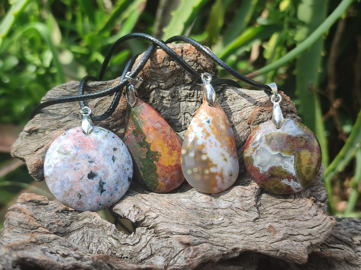 Hand Made Assorted Shaped Ocean Jasper Pendants x 1 From Northwest Coast, Madagascar