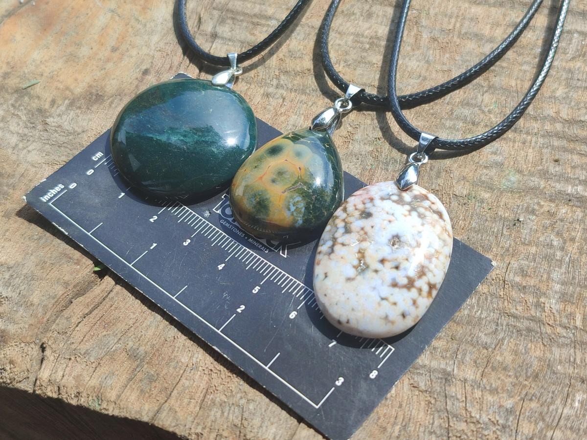 Hand Made Assorted Shaped Ocean Jasper Pendants x 1 From Northwest Coast, Madagascar