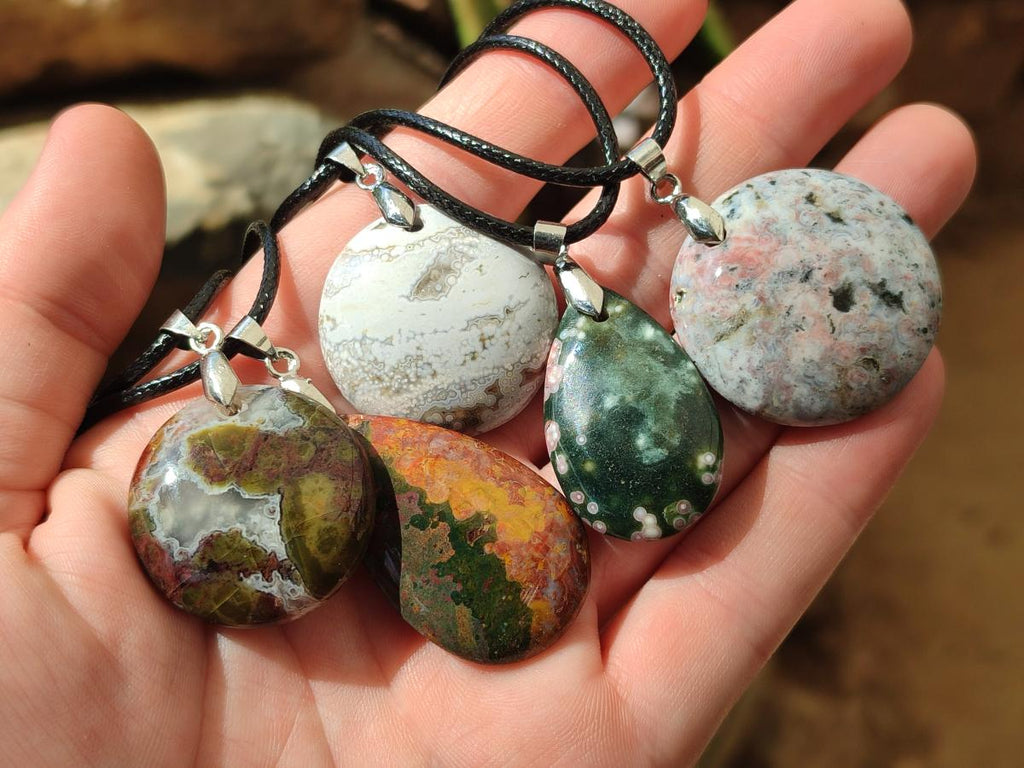 Hand Made Assorted Shaped Ocean Jasper Pendants x 1 From Northwest Coast, Madagascar