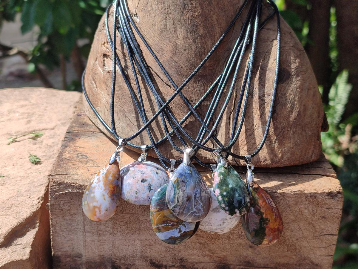 Hand Made Assorted Shaped Ocean Jasper Pendants x 1 From Northwest Coast, Madagascar