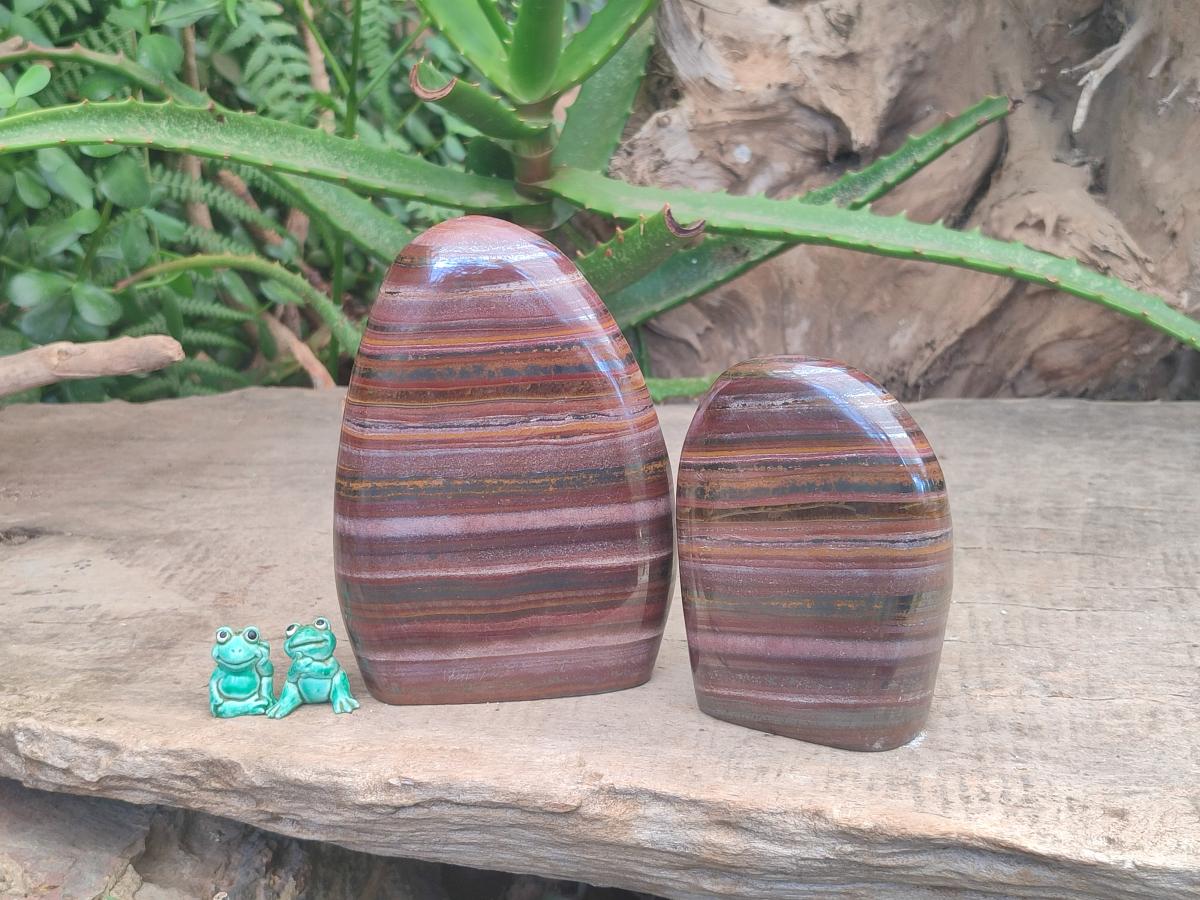 Polished Banded Tiger Iron Standing Free Forms x 2 From South Africa