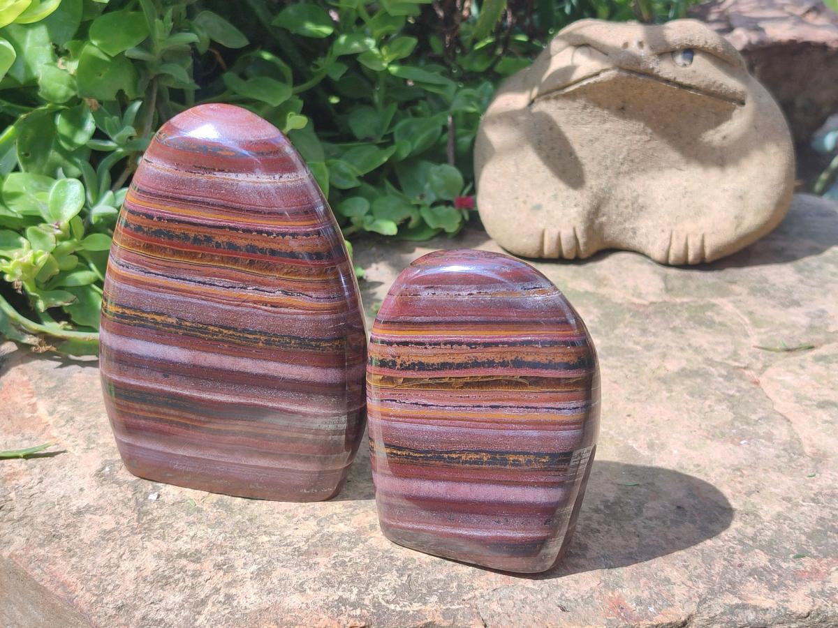 Polished Banded Tiger Iron Standing Free Forms x 2 From South Africa