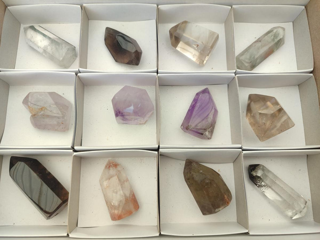 Polished Quartz Crystals With Inclusions x 12 From Madagascar