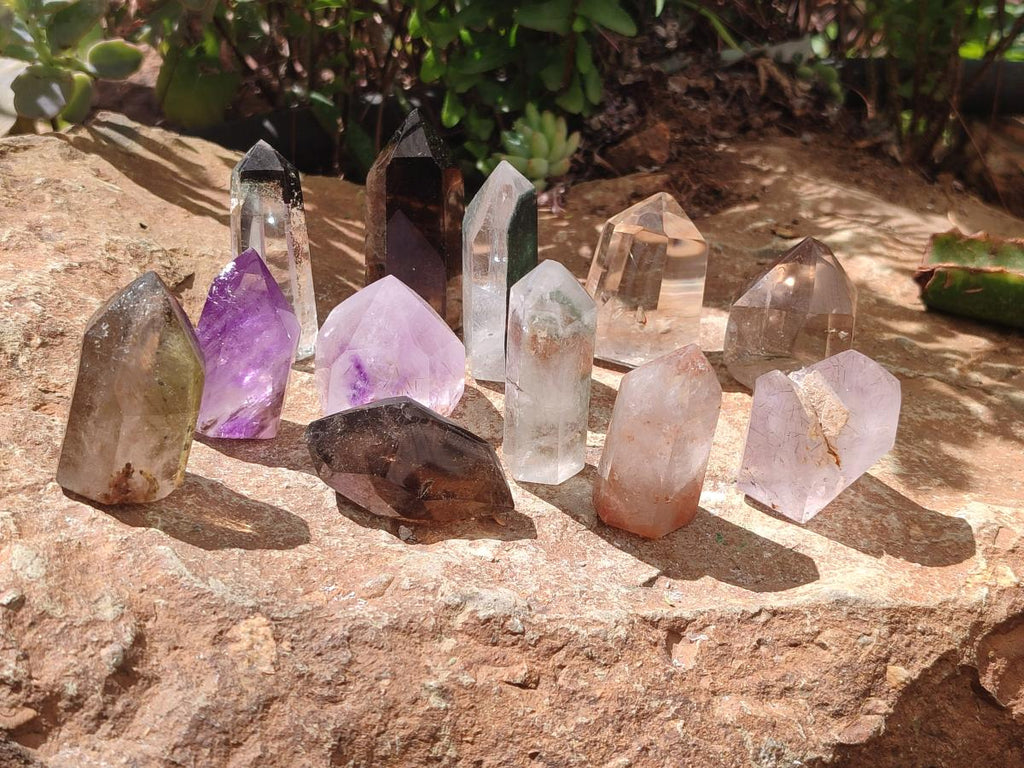 Polished Quartz Crystals With Inclusions x 12 From Madagascar