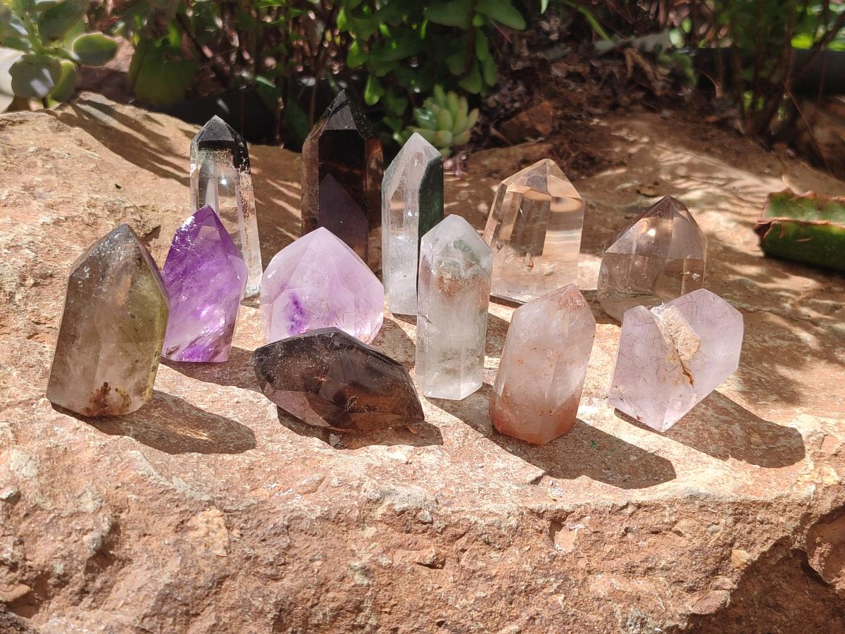 Polished Quartz Crystals With Inclusions x 12 From Madagascar