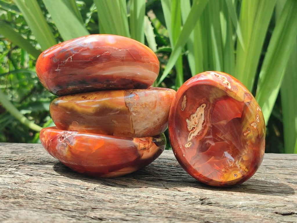 Polished Carnelian Agate Gemstone Bowls x 6 From Madagascar