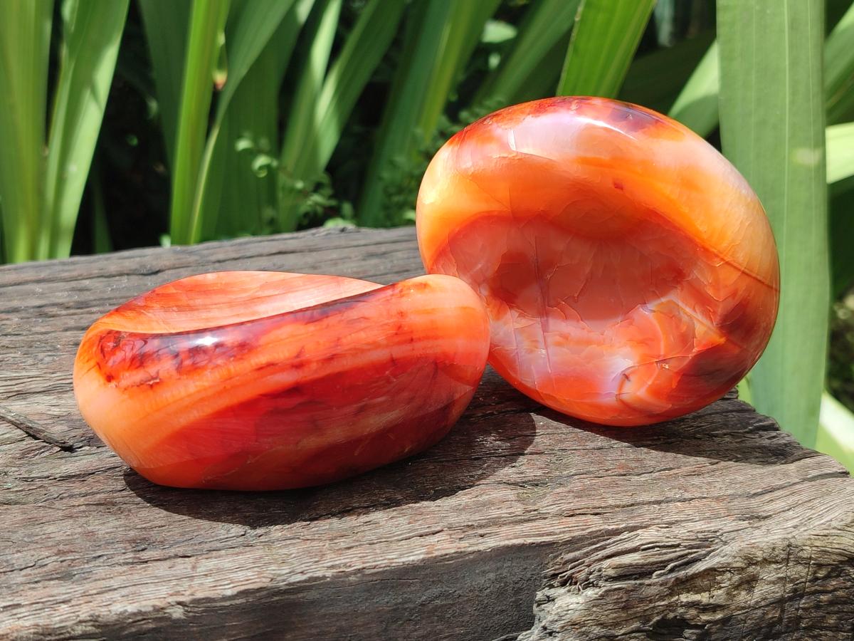 Polished Carnelian Agate Gemstone Bowls x 6 From Madagascar