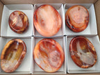 Polished Carnelian Agate Gemstone Bowls x 6 From Madagascar