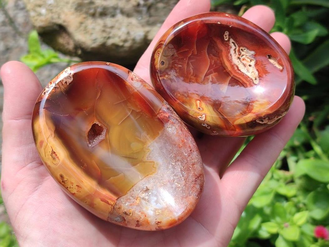 Polished Carnelian Agate Gemstone Bowls x 6 From Madagascar
