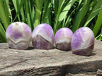Polished Purple Chevron Amethyst Standing Free Forms x 6 From Madagascar