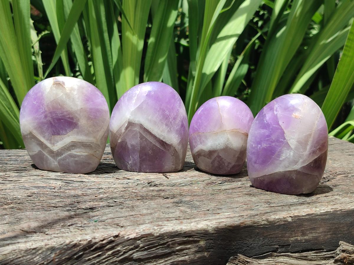Polished Purple Chevron Amethyst Standing Free Forms x 6 From Madagascar