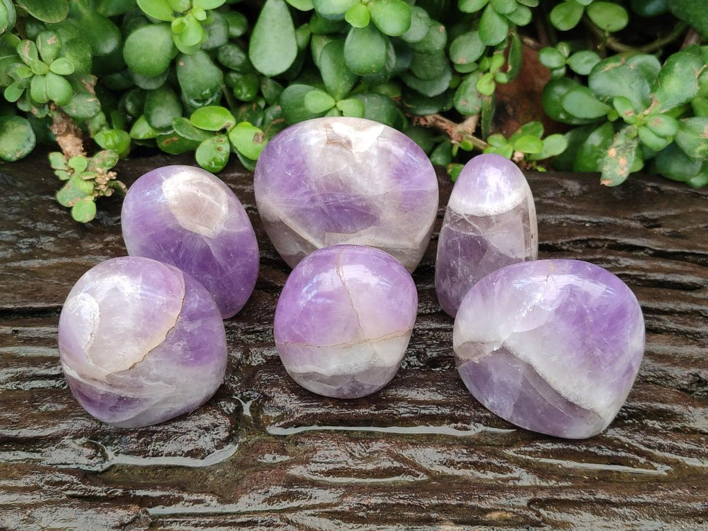 Polished Purple Chevron Amethyst Standing Free Forms x 6 From Madagascar