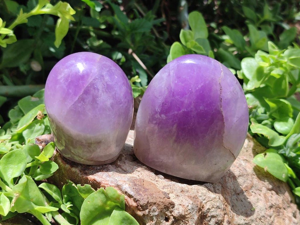 Polished Purple Chevron Amethyst Standing Free Forms x 6 From Madagascar
