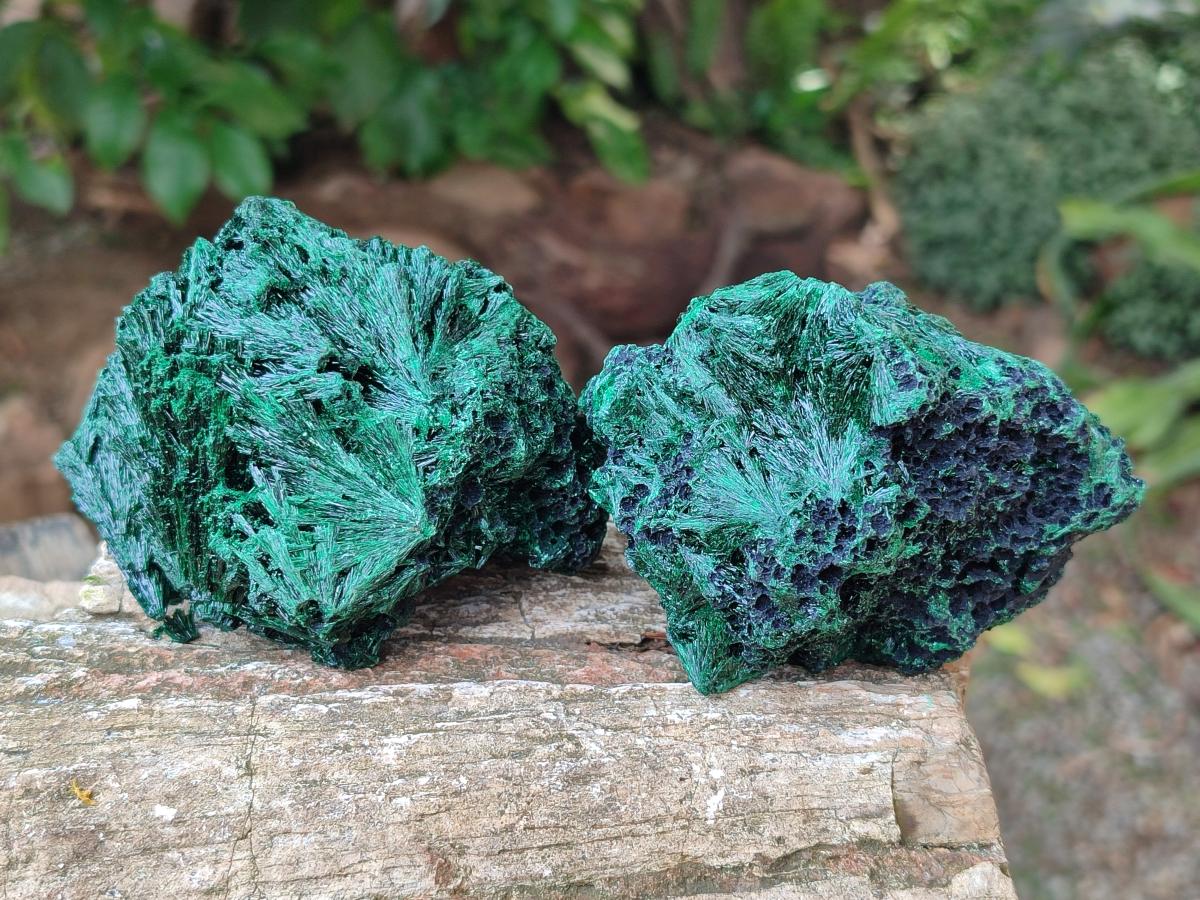 Natural Silky Malachite Specimens x 4 From Kasompe, Congo