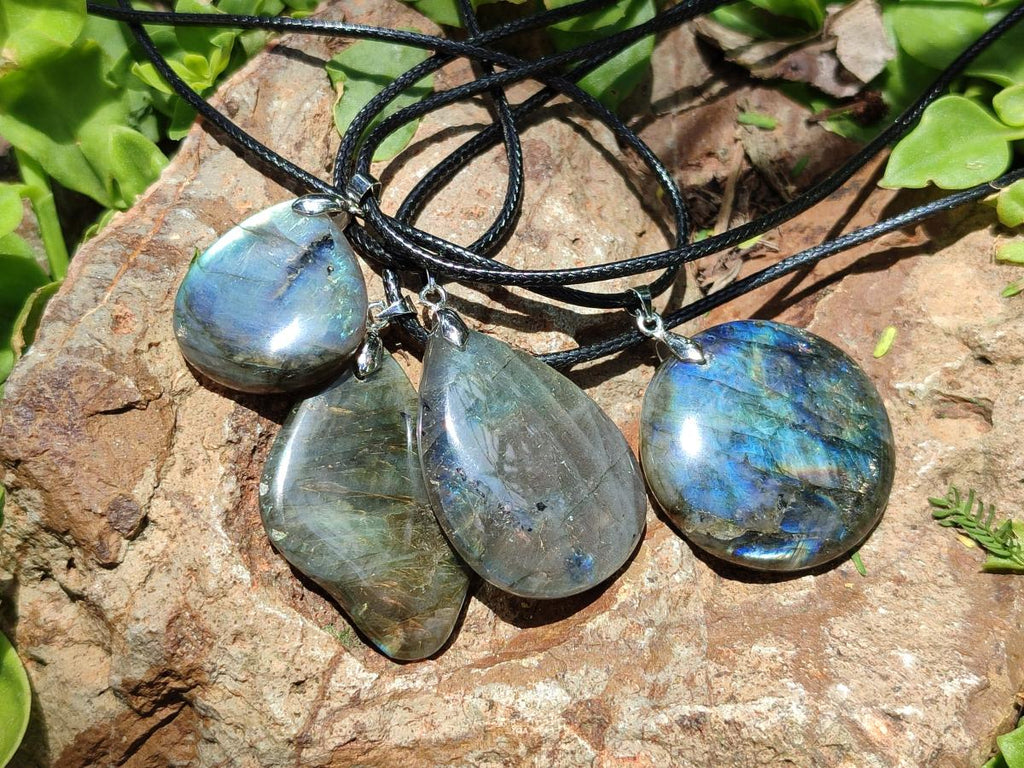 Hand Made Labradorite Assorted Shaped Pendants x 12 From Tulear Madagascar