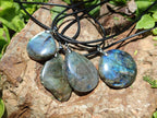 Hand Made Labradorite Assorted Shaped Pendants x 12 From Tulear Madagascar