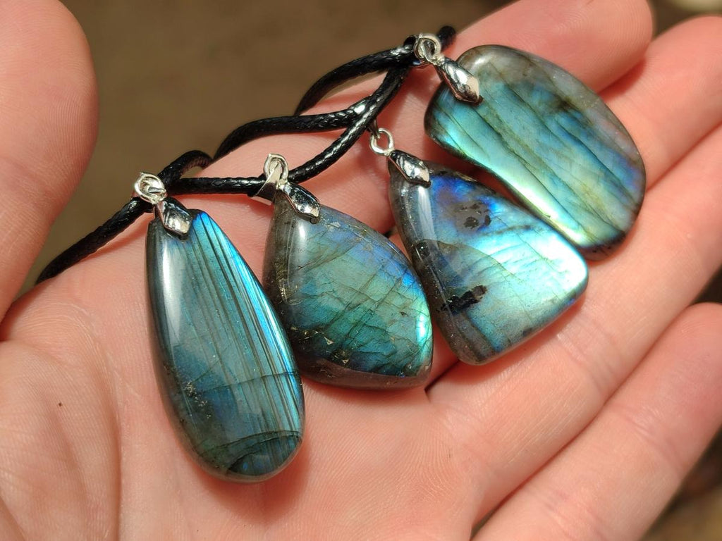 Hand Made Labradorite Assorted Shaped Pendants x 12 From Tulear Madagascar