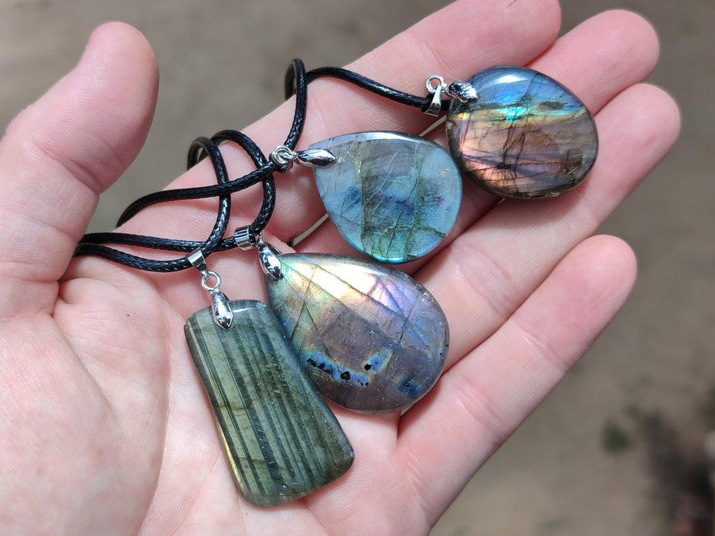 Hand Made Labradorite Assorted Shaped Pendants x 12 From Tulear Madagascar