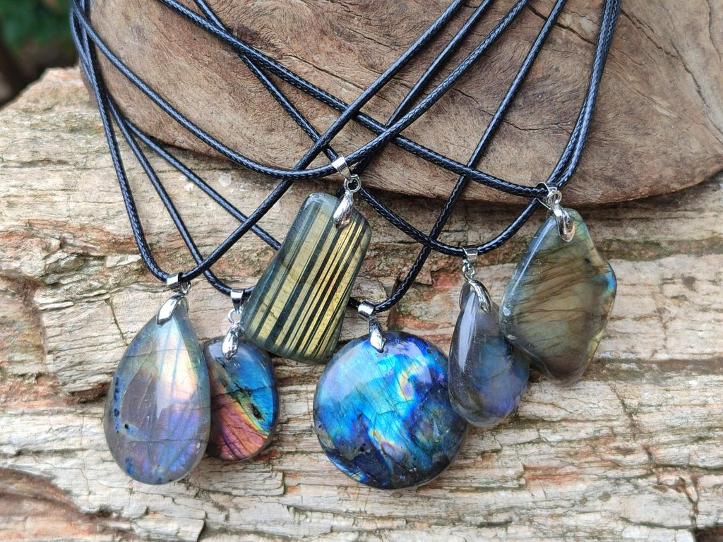 Hand Made Labradorite Assorted Shaped Pendants x 12 From Tulear Madagascar