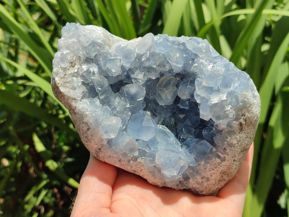 Natural Blue Celestite Geode Specimens x 2 From Sakoany, Madagascar