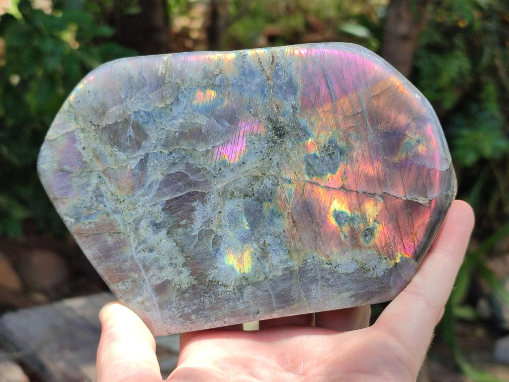 Polished Rare Purple Sunset Flash Labradorite Standing Free Forms x 2 From Madagascar - Toprock Gemstones and Minerals 