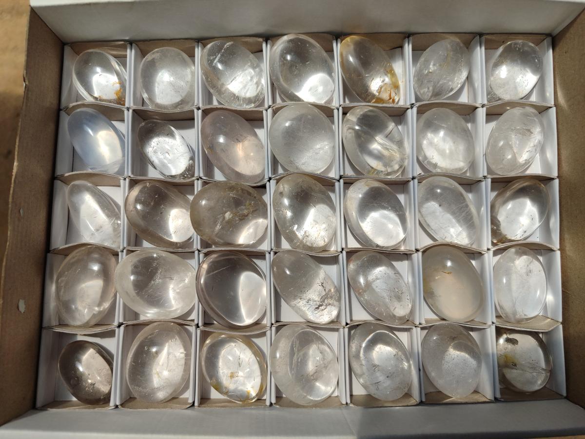 Polished Rock Crystal Galets x 35 From Amoron’i Mania, Madagascar