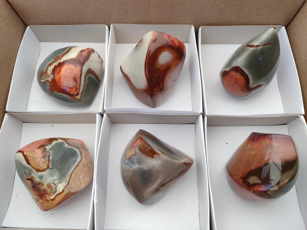 Polished Polychrome Jasper Flames x 6 From Madagascar