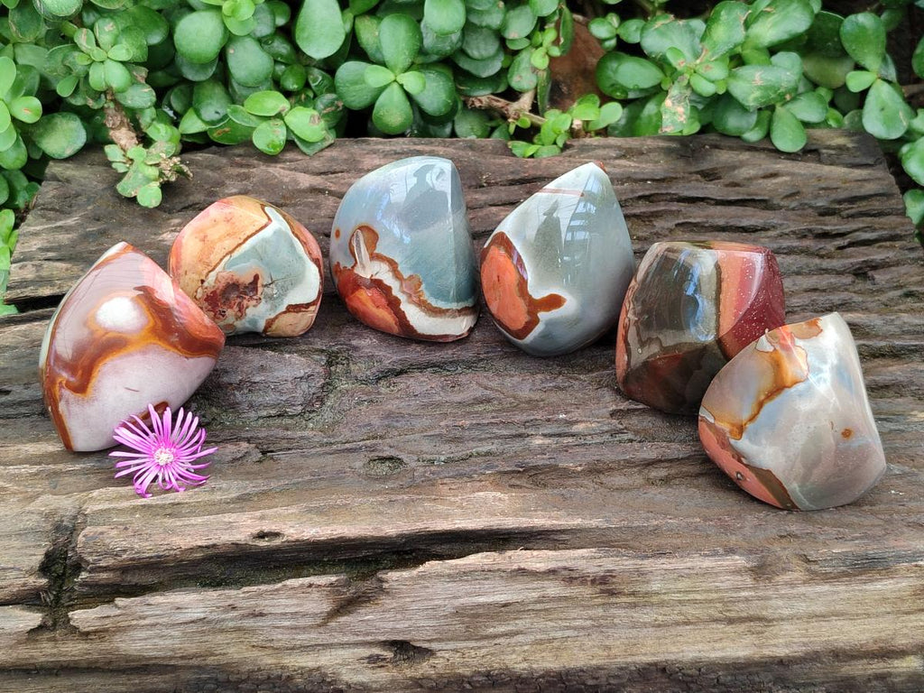 Polished Polychrome Jasper Flames x 6 From Madagascar
