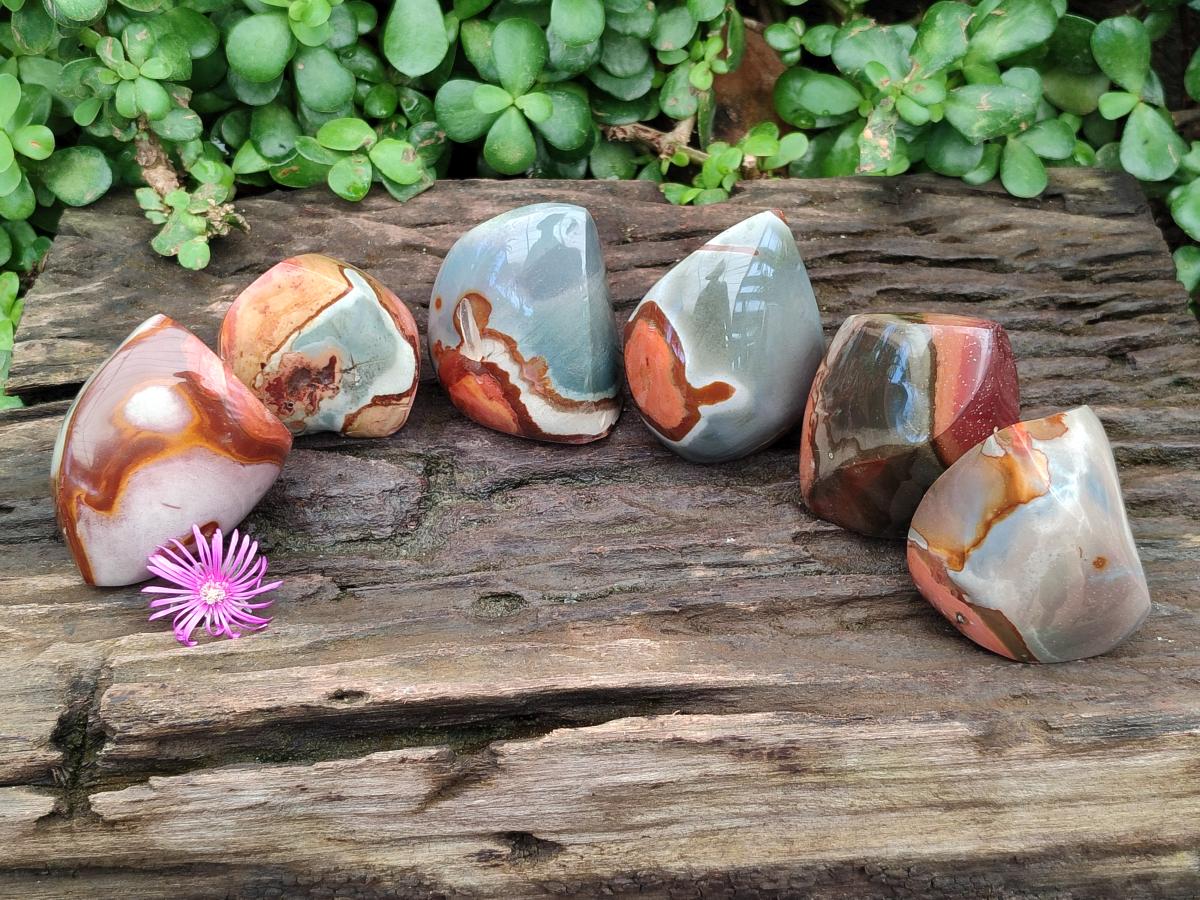 Polished Polychrome Jasper Flames x 6 From Madagascar