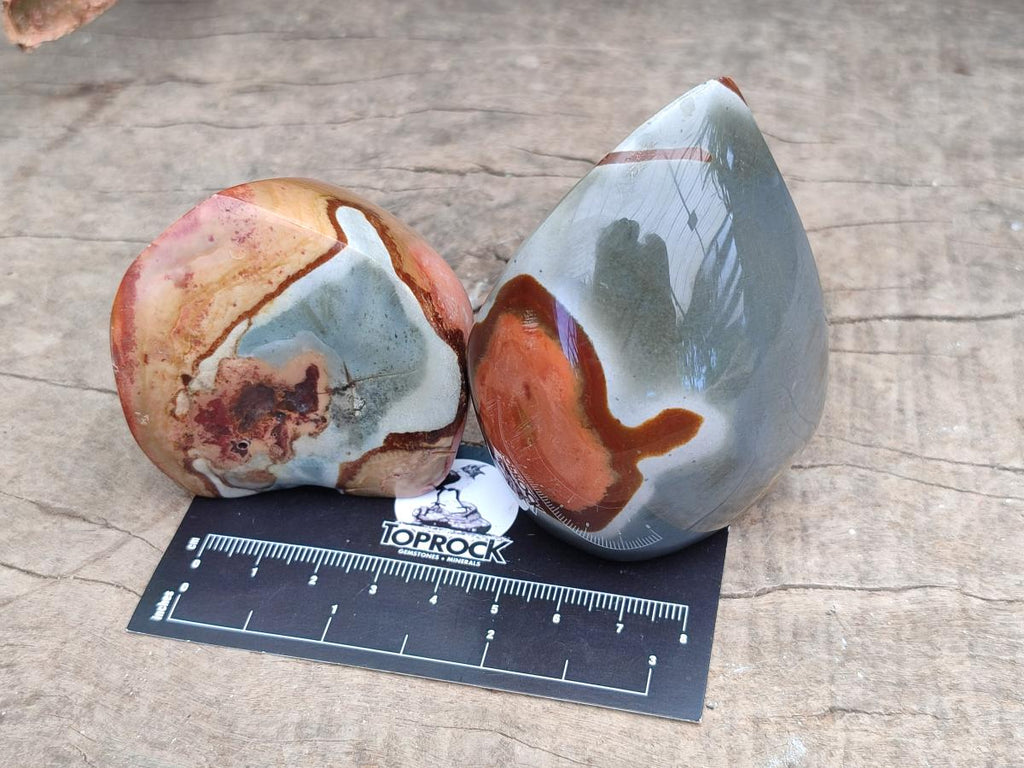 Polished Polychrome Jasper Flames x 6 From Madagascar