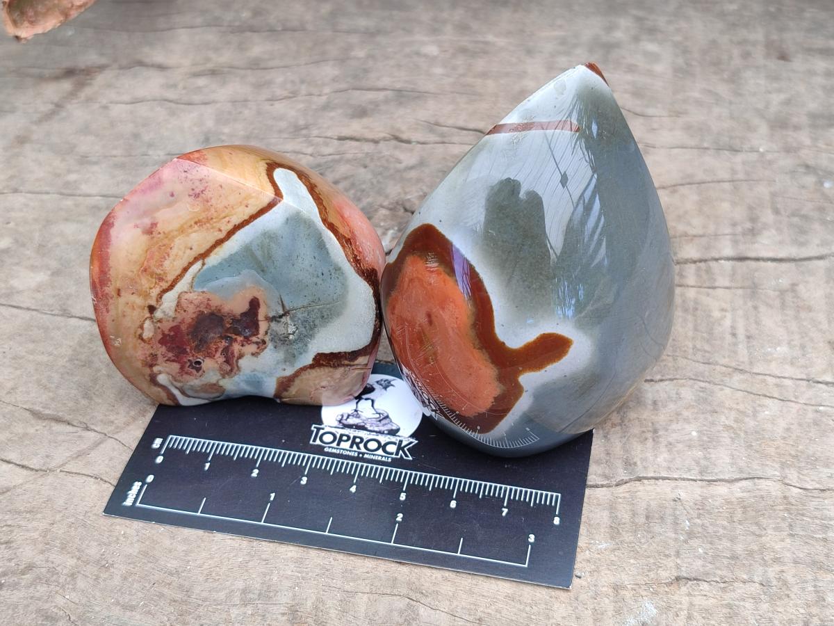 Polished Polychrome Jasper Flames x 6 From Madagascar