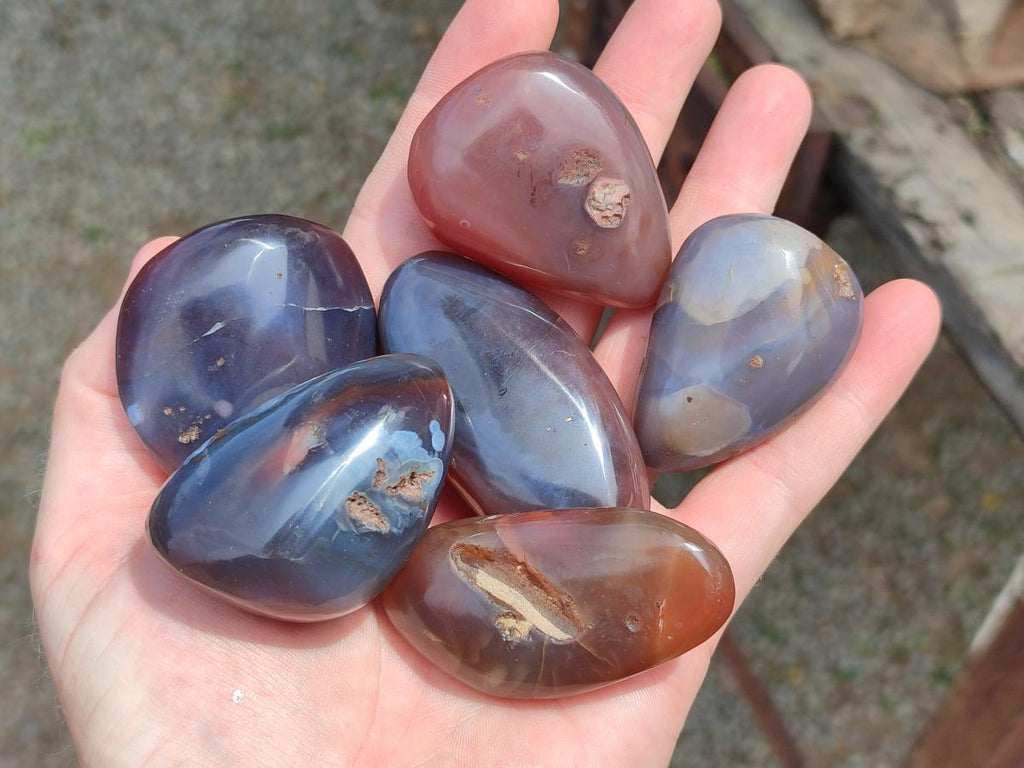 Polished Red Shashe River Agate Galets or Palm Stones x 35 From Shashe River, Zimbabwe