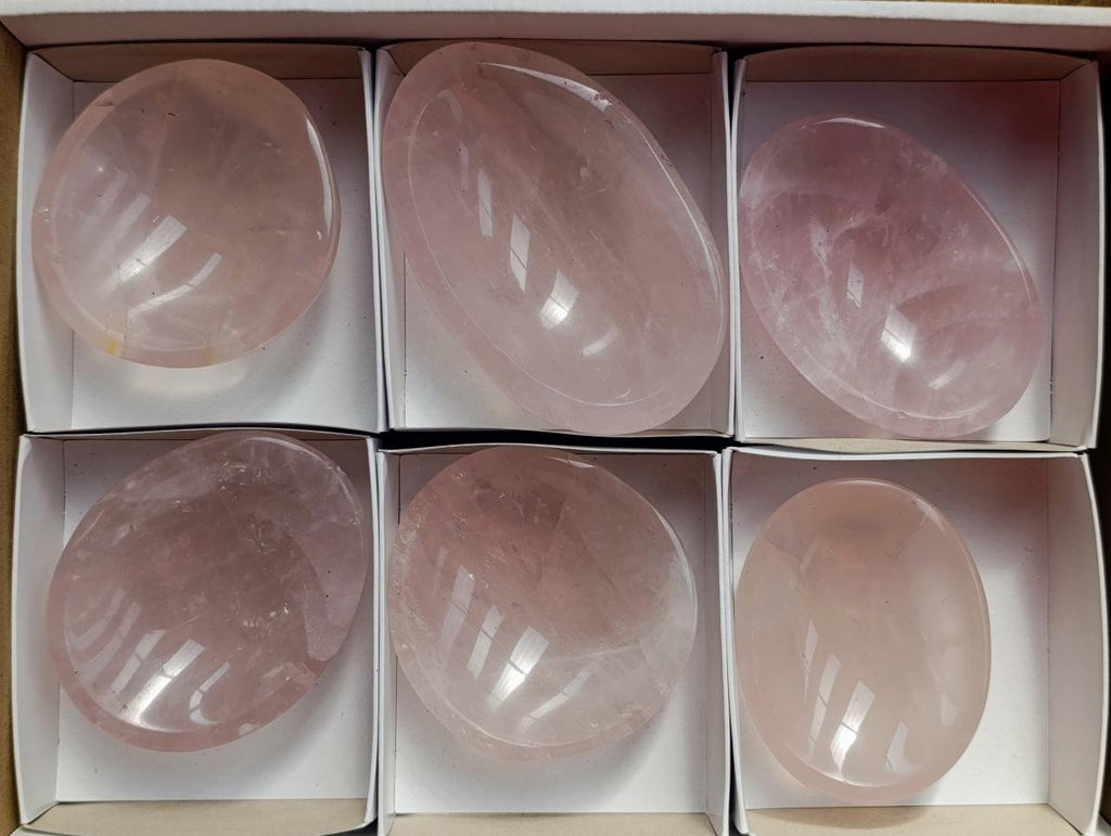 Polished Gemmy Rose Quartz Bowls x 6 From Ambatondrazaka, Madagascar