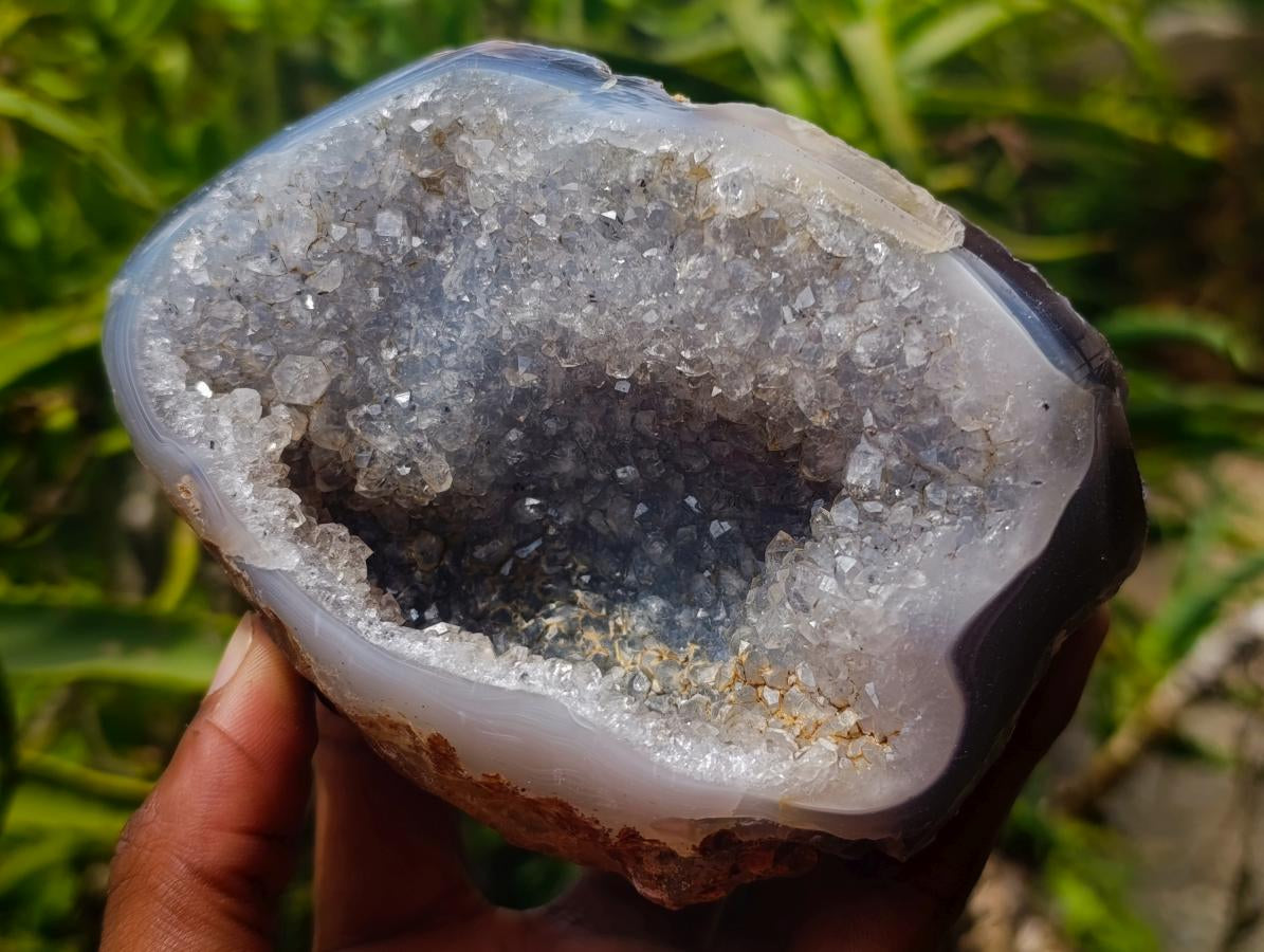 Polished Banded Agate with Crystalline Geodes x 4 From Maintirano, Madagascar