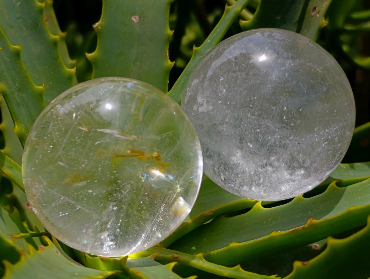 Polished Smokey and Clear Quartz Spheres x 8 From Madagascar