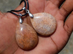 Hand Made Peach Moonstone Assorted Shaped Pendants x 12 From Madagascar