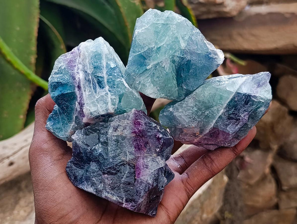 Natural Watermelon Fluorite Cobbed Specimens x 24 From Uis, Namibia