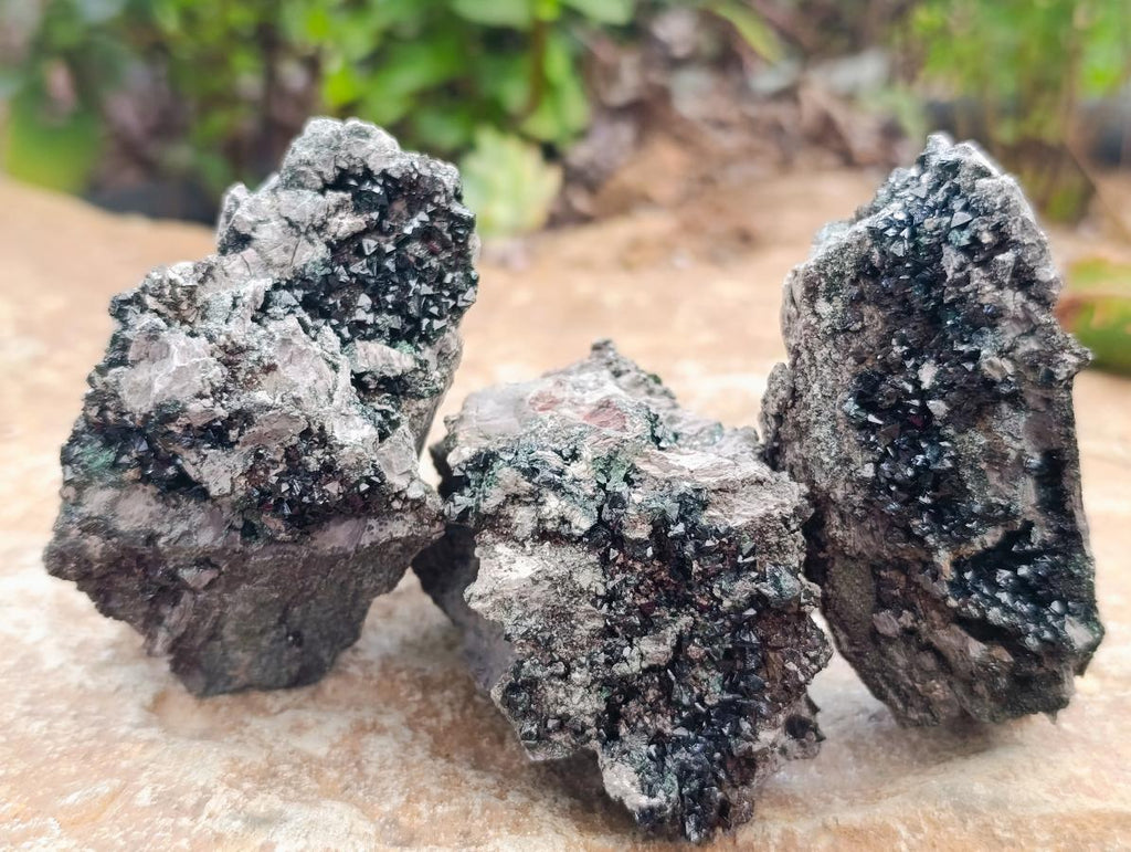 Natural Libethenite Crystals On Dolomite Matrix Specimens x 6 From Shituru, Congo