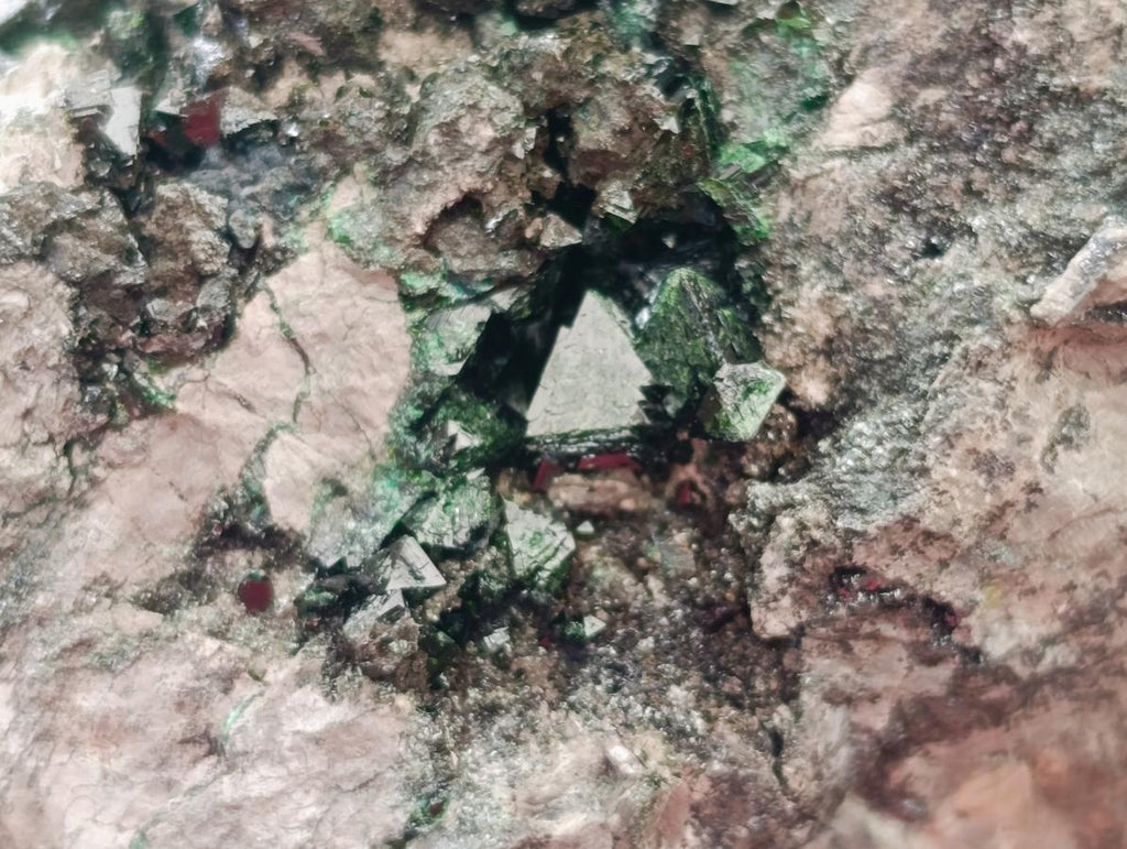 Natural Libethenite Crystals On Dolomite Matrix Specimens x 6 From Shituru, Congo