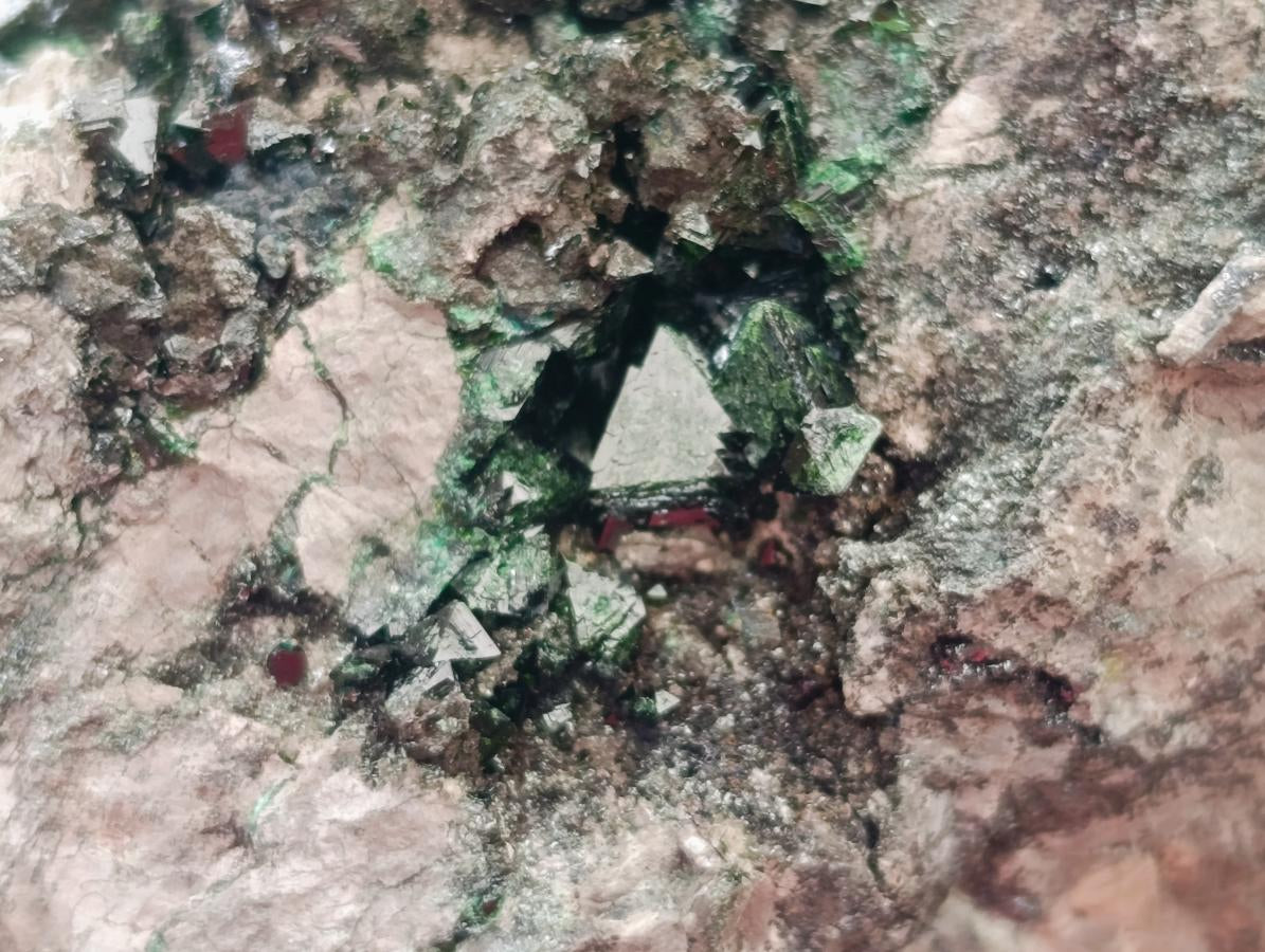 Natural Libethenite Crystals On Dolomite Matrix Specimens x 6 From Shituru, Congo