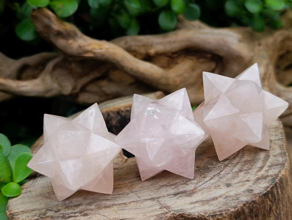 Hand Made Gemmy Rose Quartz Merkabahs x 5 From Madagascar