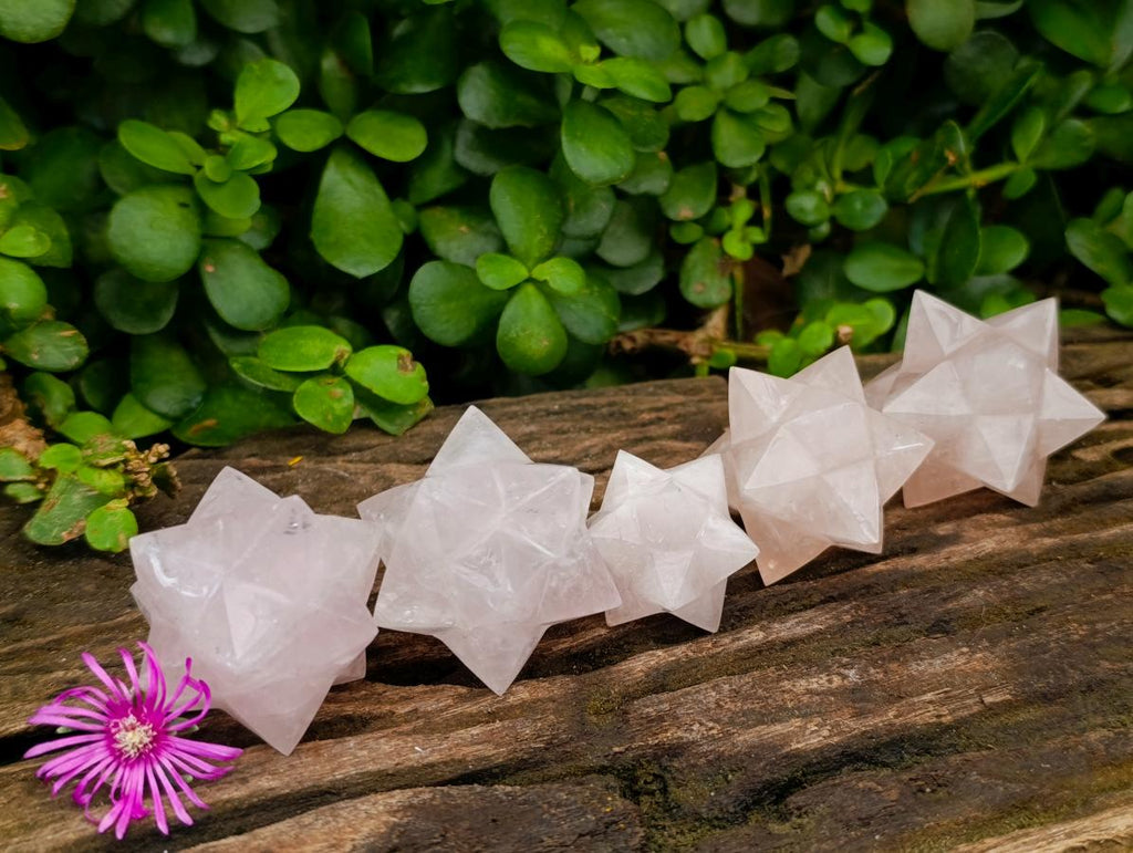 Hand Made Gemmy Rose Quartz Merkabahs x 5 From Madagascar