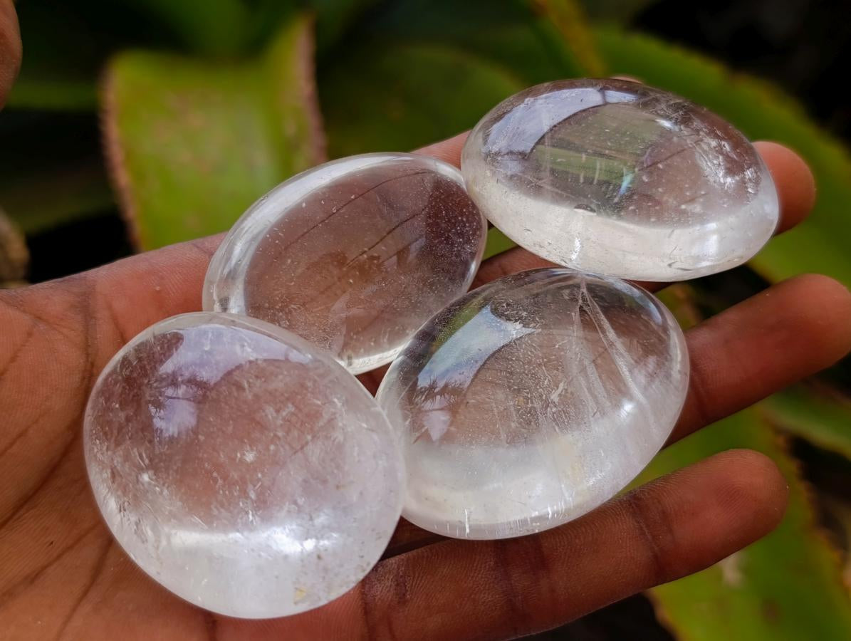 Polished Clear Quartz Crystal Galets x 20 From Madagascar