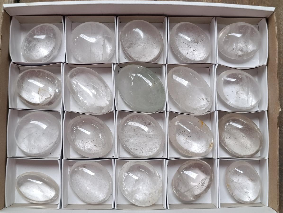 Polished Clear Quartz Crystal Galets x 20 From Madagascar
