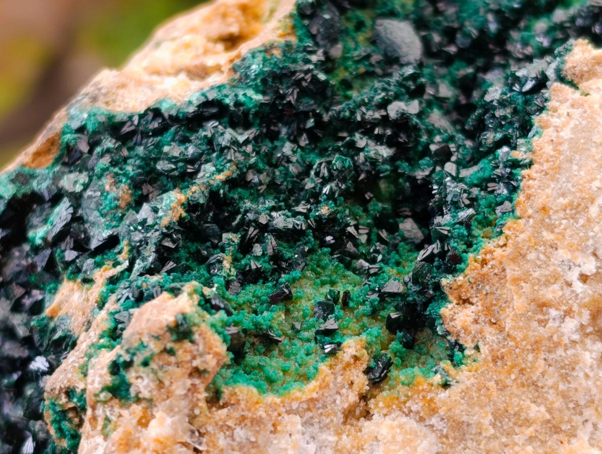 Natural Large Libethenite Crystals on Dolomite Matrix Specimen x 1 From Shituru, Congo