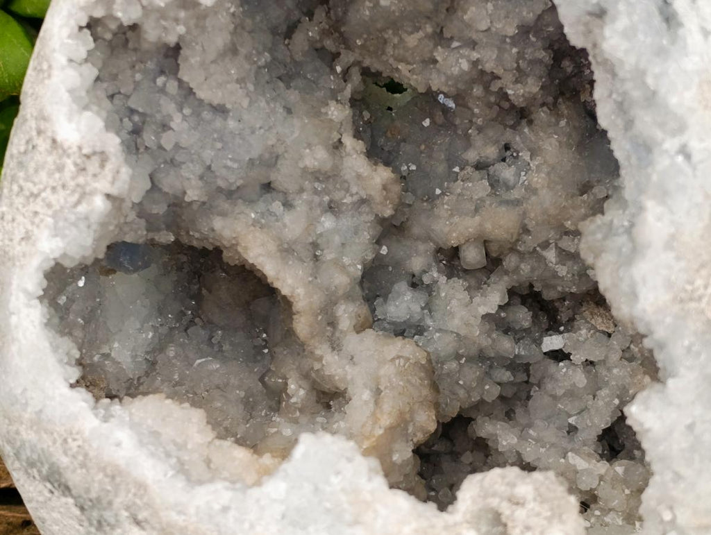 Polished XL Celestite Crystal Geode Centred Gemstone Egg x 1 From Sakoany, Madagascar