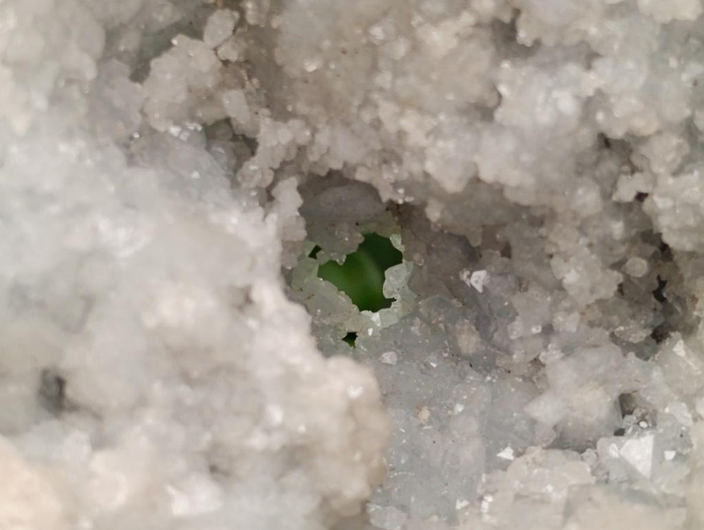 Polished XL Celestite Crystal Geode Centred Gemstone Egg x 1 From Sakoany, Madagascar