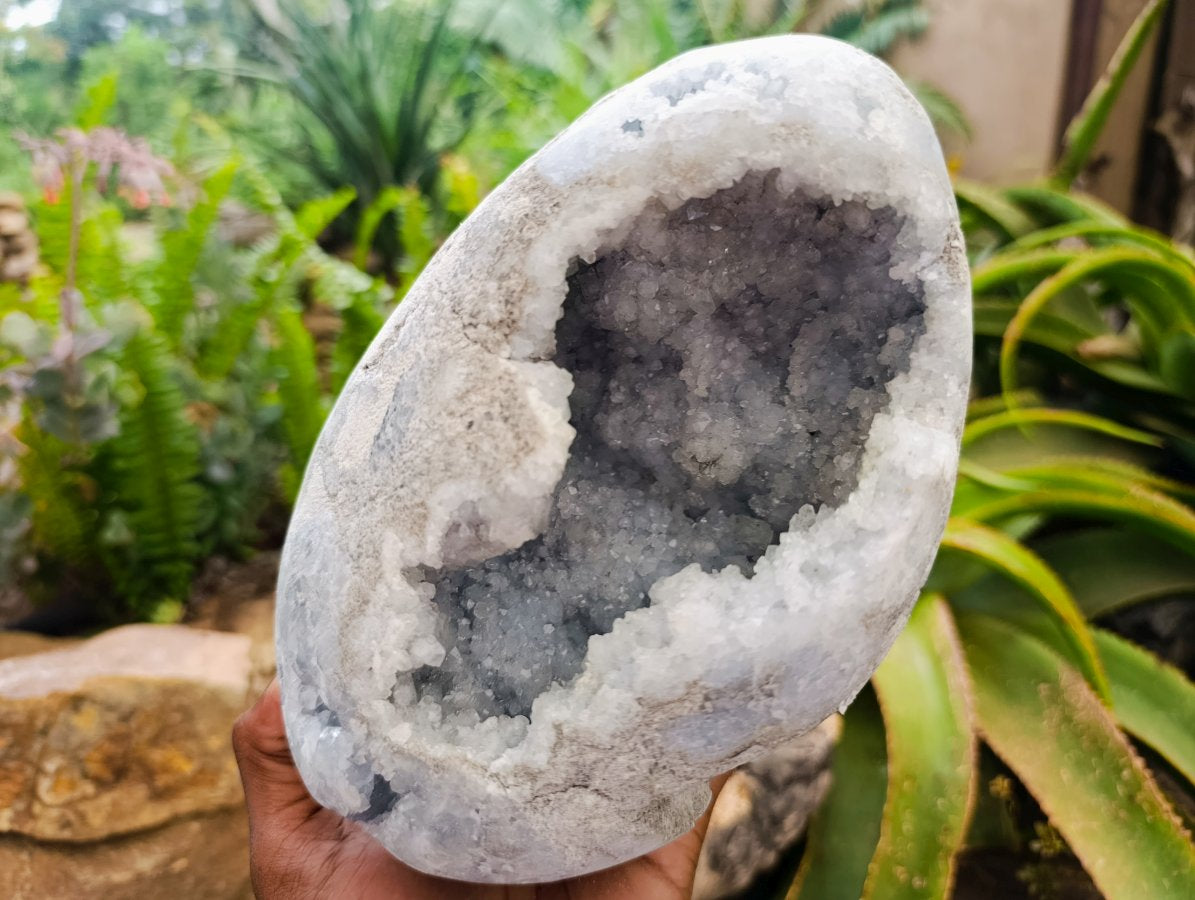 Polished Large Blue Celestite Gemstone Egg x 1 From Sakoany, Madagascar