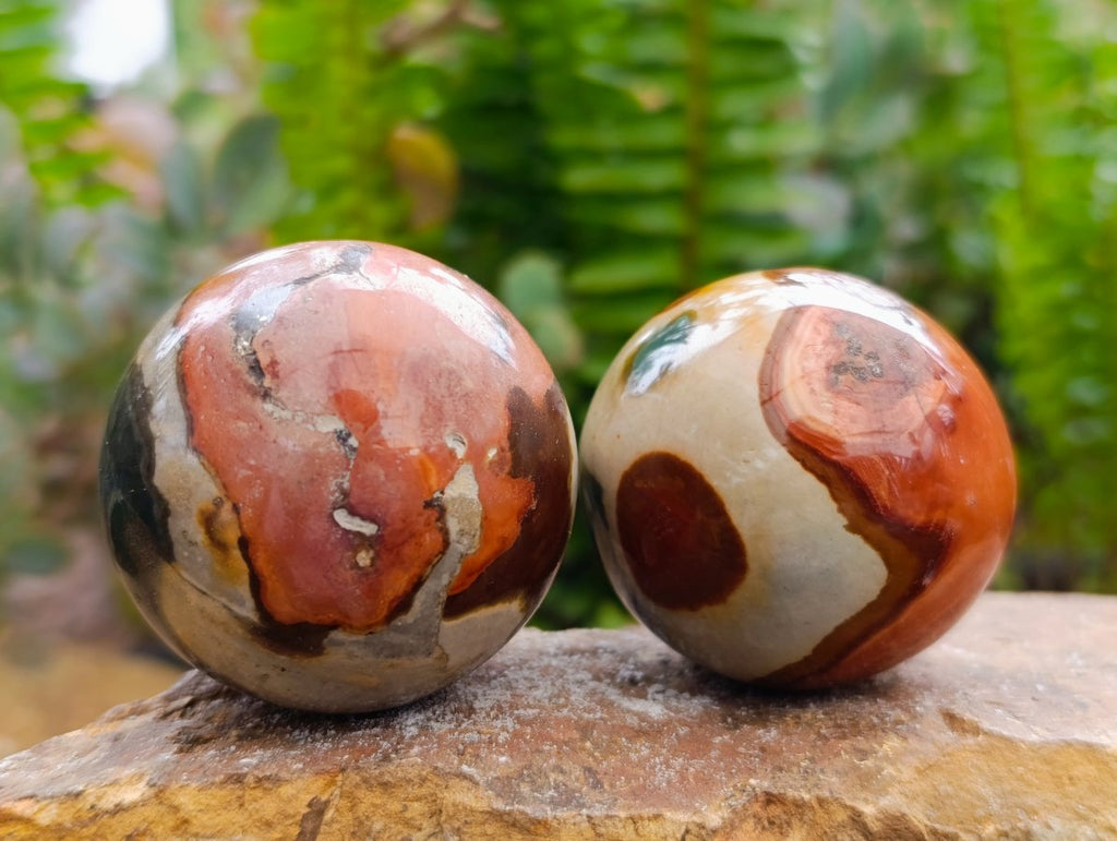 Polished Mixed Small Polychrome and Ocean Jasper Spheres x 12 From Madagascar