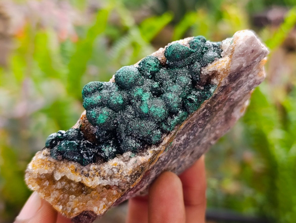Natural Crystalline Ball Malachite on Quartz and Dolomite Specimens x 6 From Mindingi Mine, Kambove, Congo